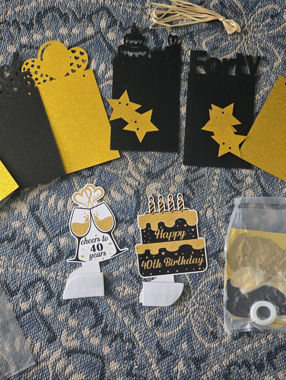 Gold and Black 40th Birthday Party Decorations - Cheers to 40